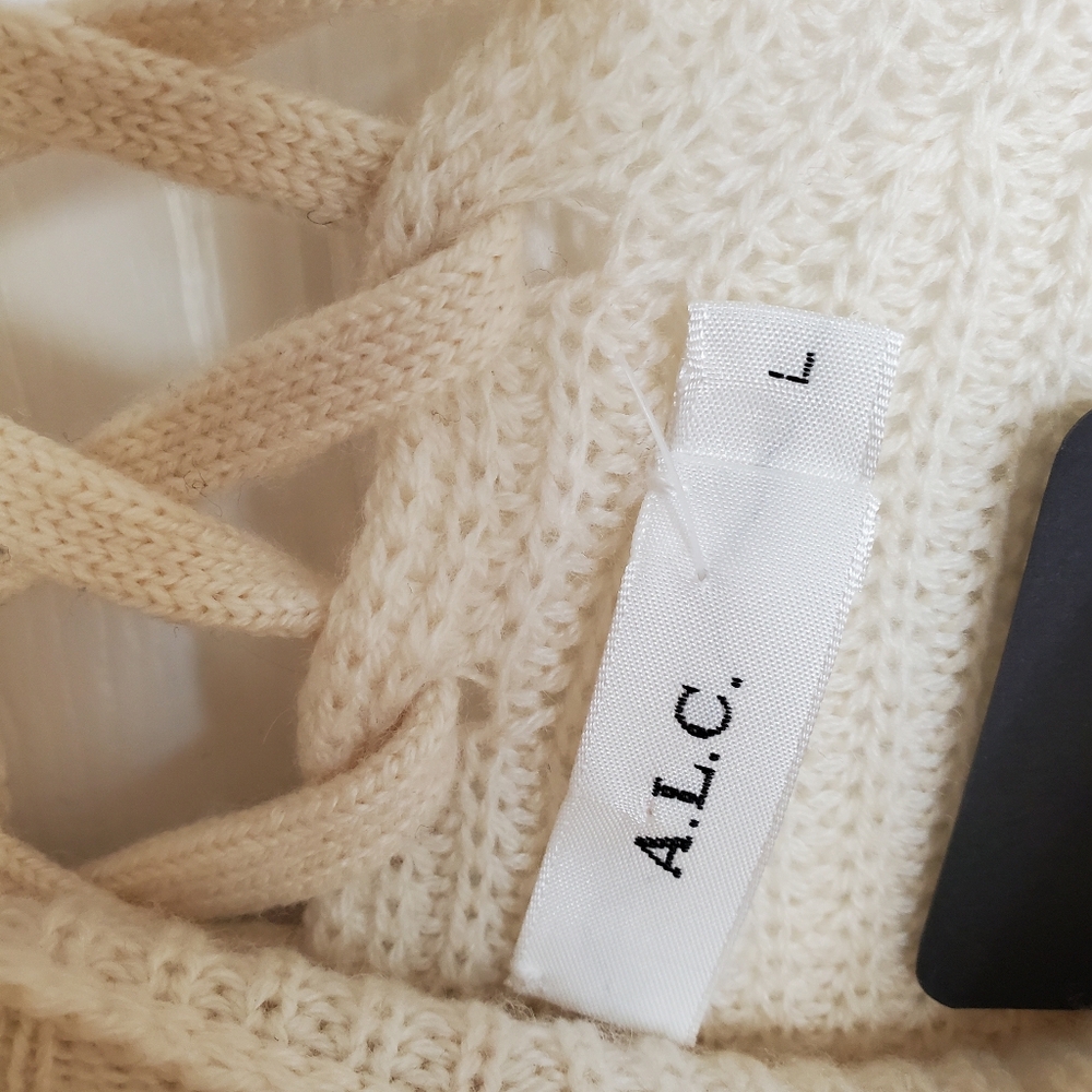A.L.C Markell cashmere Wool blend Lace Up Sweater cream womens large #002 - Picture 5 of 10